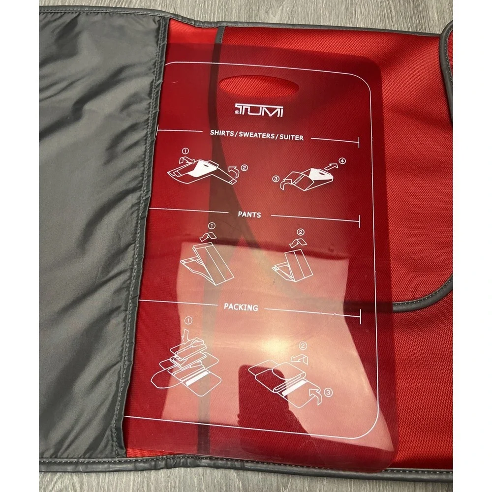 TUMI Travel Packing Folder Organizer Red with Folding Aid Clothes Suit Case